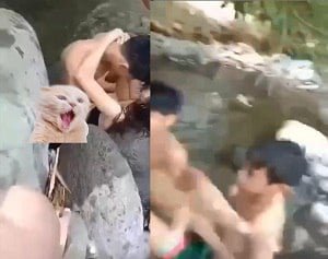 บนขอบของทะเลสาบกลุ่มคนหนุ่มสาวรักกัน